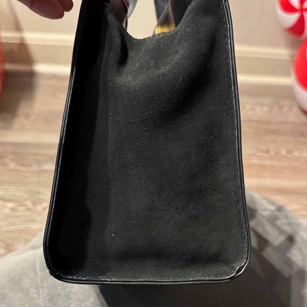 Fossil Two-Tone Black and Brown Leather Tote - Picture 3 of 10